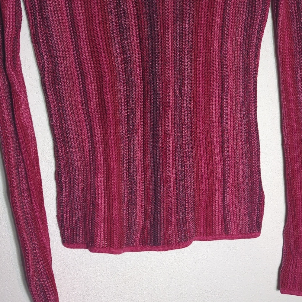 Womens Knit Sweater Silk Cashmere Vintage Y2K Pink Striped Forest Fairy Grunge S - Picture 8 of 11